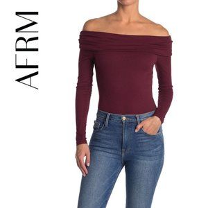 Nia Off the Shoulder Bodysuit AFRM XS and M Burgundy